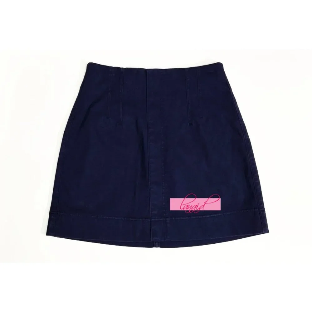 Spanx Stretch Twill Mini Skirt Lapis Blue High-Rise Waist Denim A-Line Stretchy